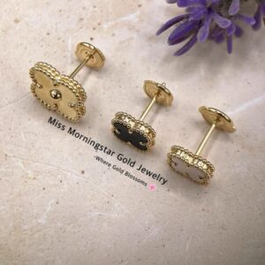 MsMorningstar 18k Hk Vintage Clover Earrings | Designer Collection