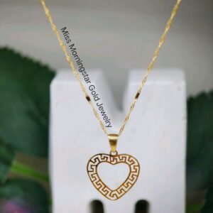 18k Fen Fen Heart In Twisted Bar Chain Necklace Set