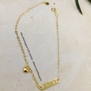 MsMorningstar 18k LOVE Bar Bracelet | Light weight