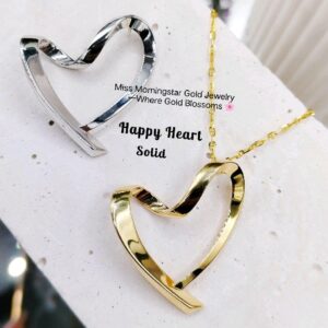 MsMorningstar 18k Solid Happy Heart Open Pendant | Love Collection