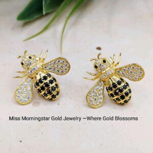 MsMorningstar 18k Blossom Queens Nectar : Queen Bee Earrings | Floral Collection