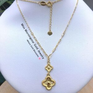 MsMorningstar 18k Twinned Petals Flower Necklace