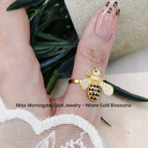 MsMorningstar 18k Blossom Queens Nectar:Queen Bee Ring | Floral Collection