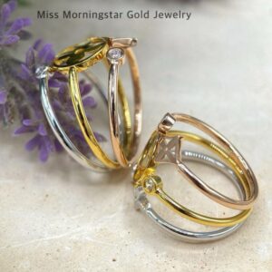 MsMorningstar 18k Saudi Tri-Color Blossom Ring | Floral Collection