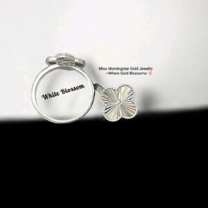 MsMorningstar 18k Vintage White Blossom Flower Ring