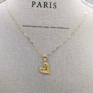 MsMorningstar 18k Happy Diacut Heart in Micro Paperclip Necklace (Pendant/Set)