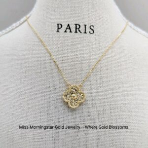 MsMorningstar 18k HK Vintage Hammered Flower Necklace | Floral Collection
