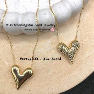 MsMorningstar 18k Two Faced Happy Heart Center Necklace | Premium Version | RVCAB
