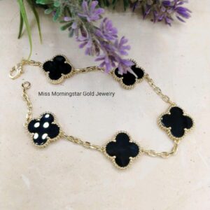 MsMorningstar 18k Hk Setting Shaded Vintage Flower Station Bracelet | Floral Collection