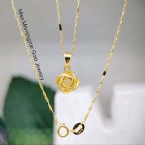 18k Knot in Twisted Bar Chain Necklace | Set