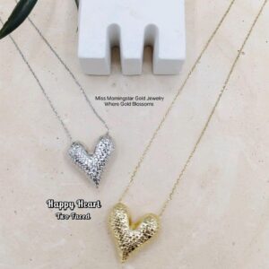 MsMorningstar 18k Two Faced Happy Heart Center Necklace | Premium Version | RVCAB