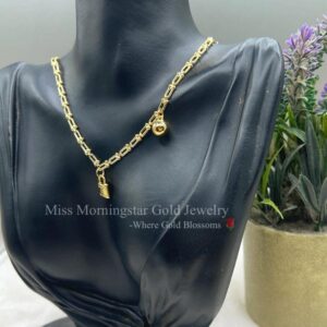 MsMorningstar 18k Premium Ball & Lock Necklace