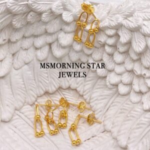 18k Elegant Mini Hardware Link Earrings Female